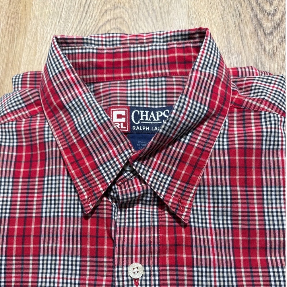 Chaps Ralph Lauren (Red) Plaid Button Down Shirt Mens L